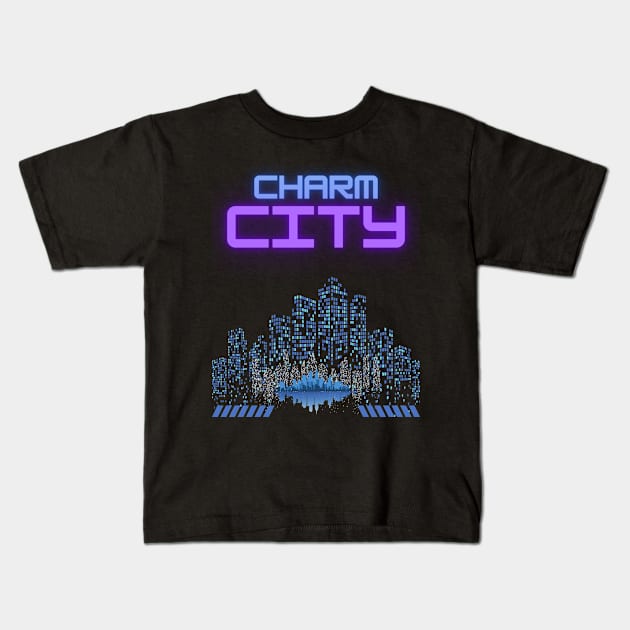 CHARM CITY NEON SET DESIGN Kids T-Shirt by The C.O.B. Store